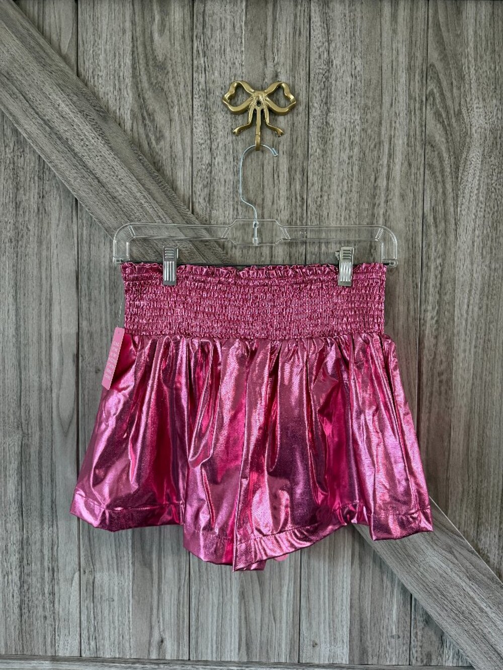 BuddyLove Women's Metallic Hot Pink Smocked Skirt